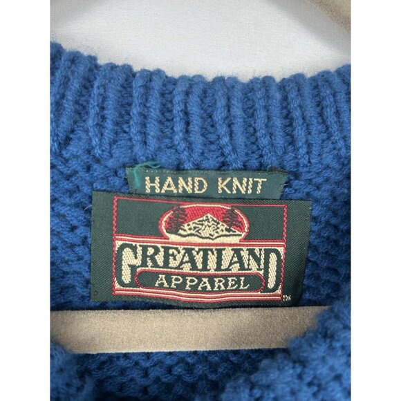 VINTAGE HAND KNIT GREATLAND APPAREL LARGE BLUE POLAR BEAR PULLOVER SWEATER - Picture 12 of 12